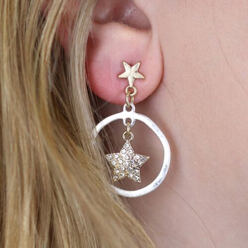 Silver and gold Plated Star Earrings