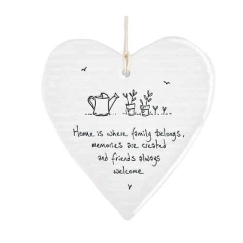 East of India Porcelain Heart. Home is where family belongs...