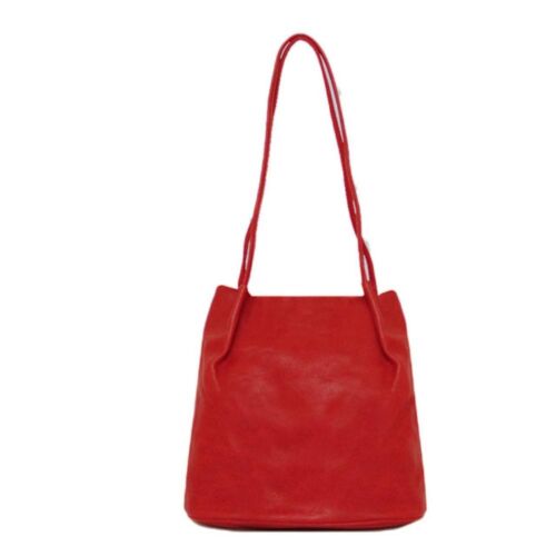 Long Strap Shoulder Bag Bucket shape Red
