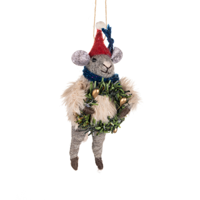 Fluffy Jumper Mouse Christmas Tree Decoration