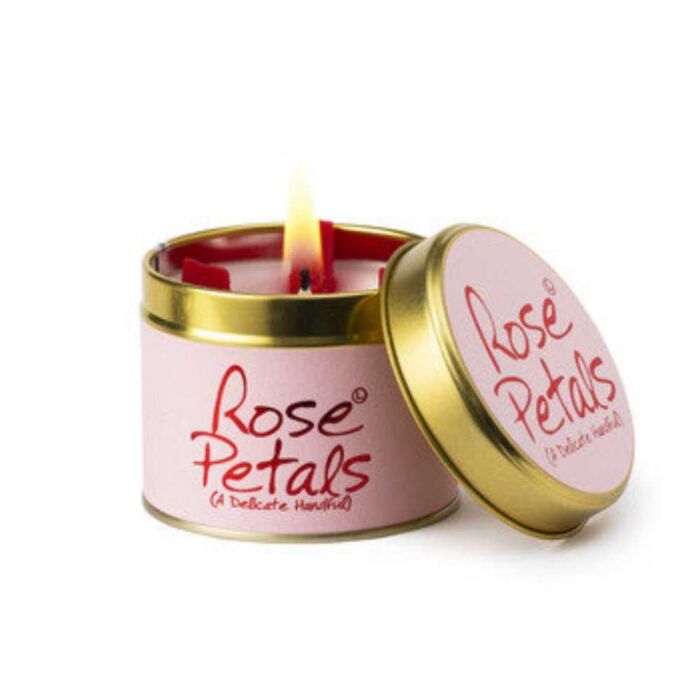 Lily Flame Rose Petals Scented Candle Tin.