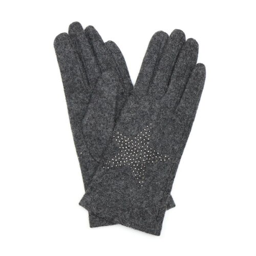 Grey wool Gloves with star