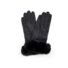 Faux Fur Trim Gloves. Black