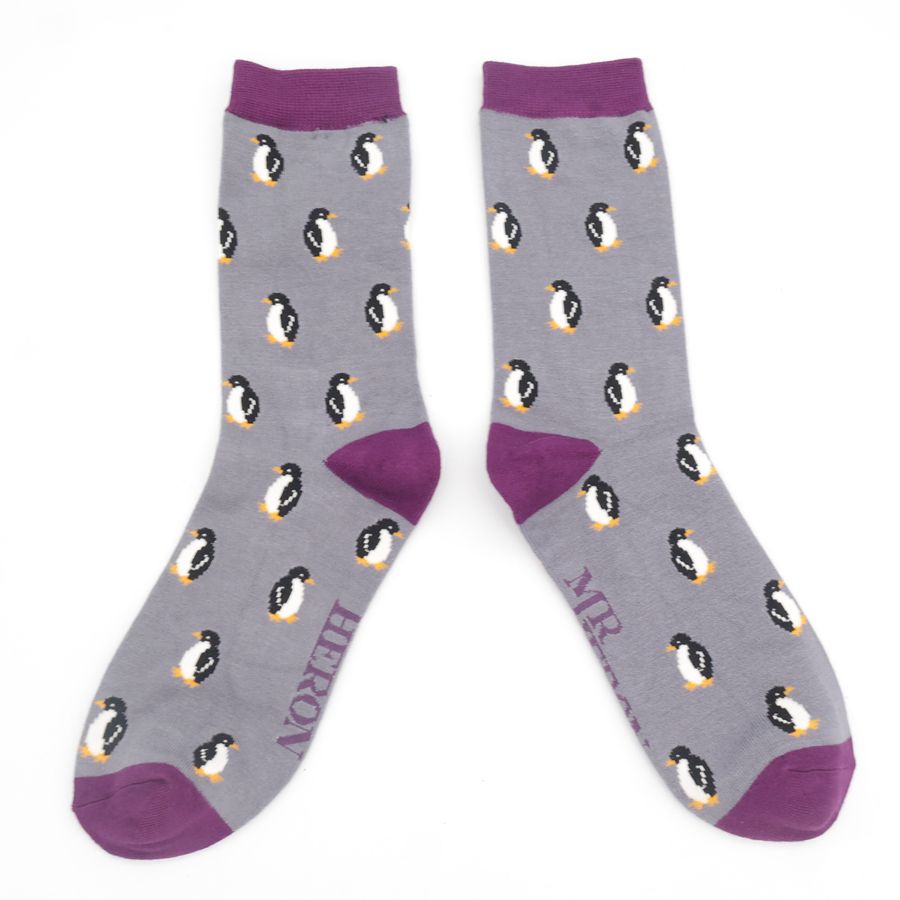 Mr Heron Men's Bamboo Socks. Penguins.