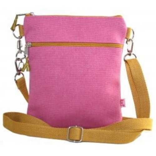 Lua Small Canvas Messenger Bag. Pink