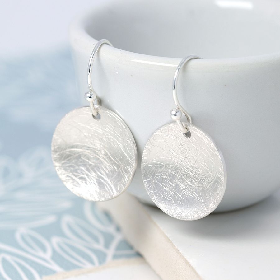 silver plated disc earrings