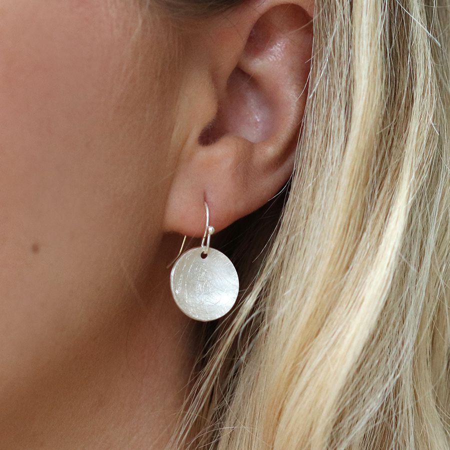 silver plated disc earrings