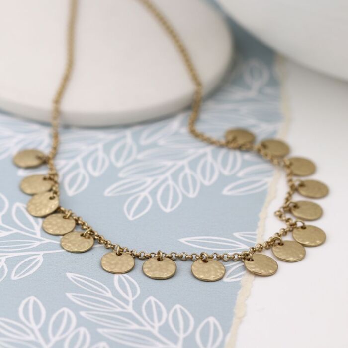 gold plated disc necklace