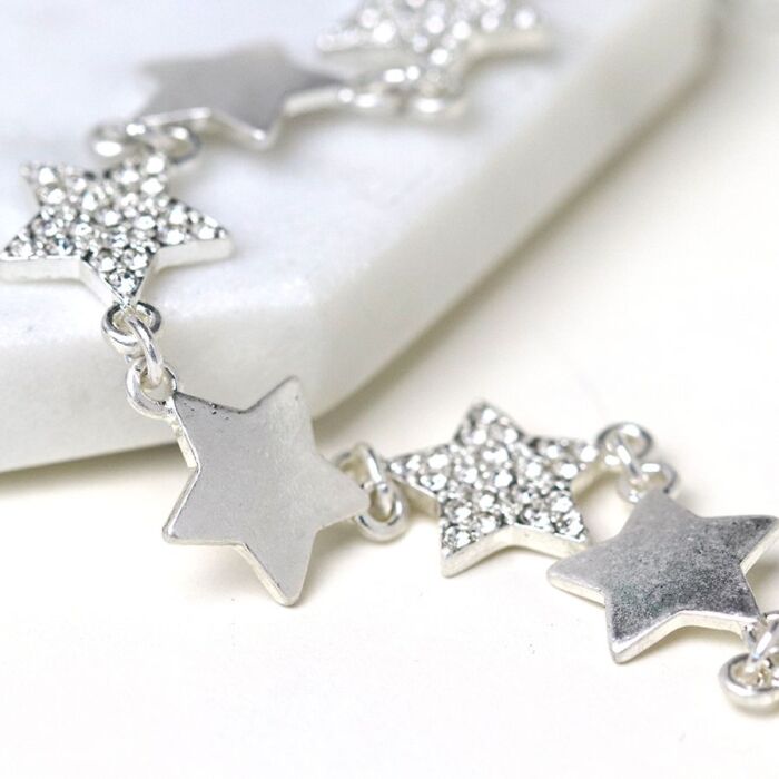 Necklace Star Crystal Plated Silver