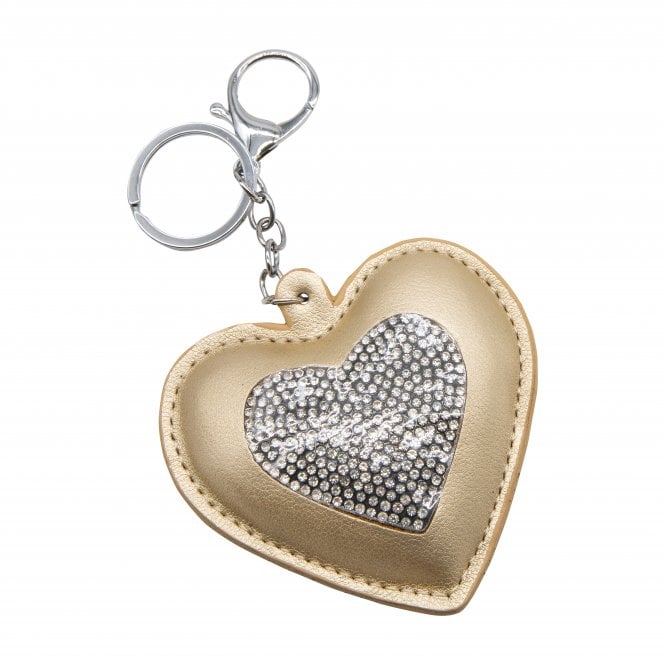Yellow heart keyring with crystals
