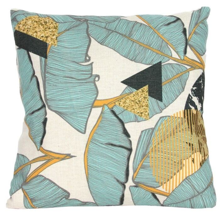 Gisela Graham Leaf design Cushion Teal