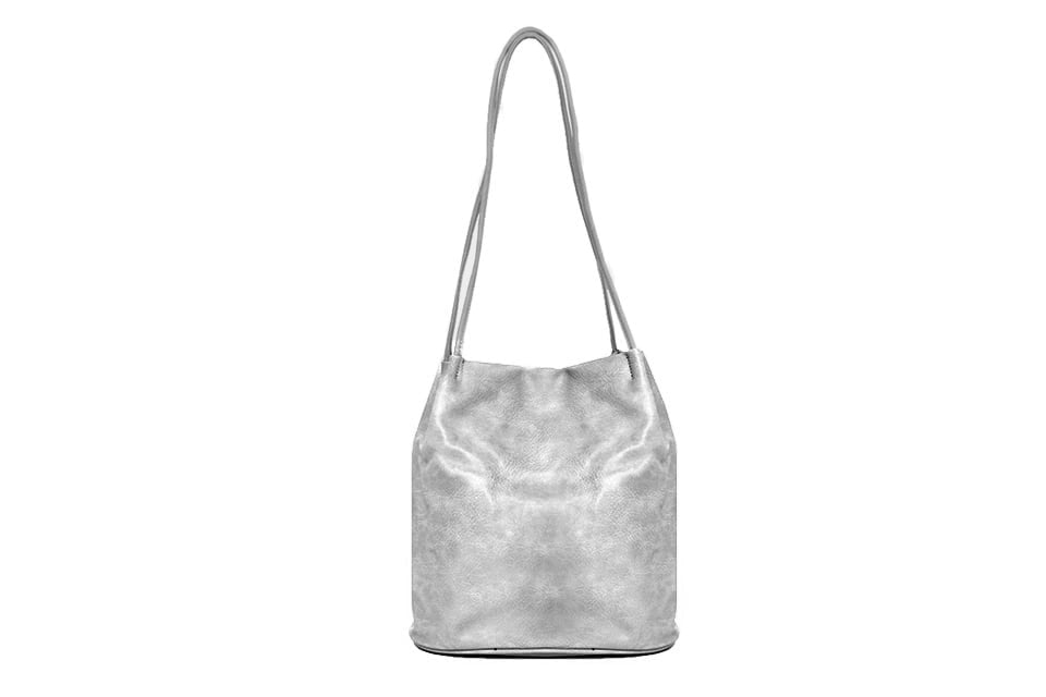 Silver strappy shoulder bag