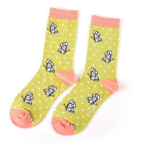 Miss Sparrow Ladies Bamboo Socks. Butterfly Green