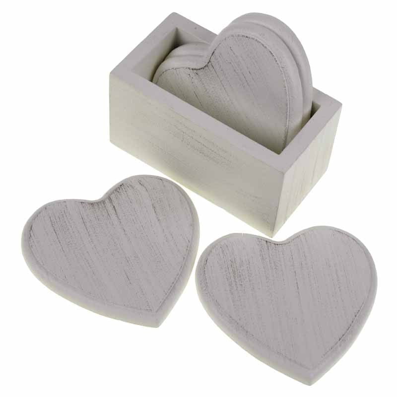 Wooden Heart Coaster Set