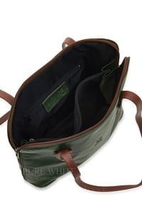 green leather shoulder bag