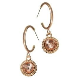earrings hoop crystal drop gold