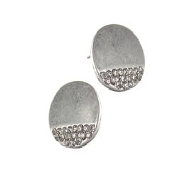stud earrings half sparkle silver