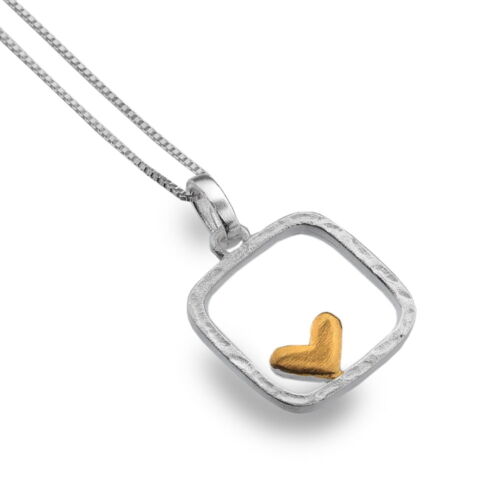 Sterling Silver Framed Heart Necklace