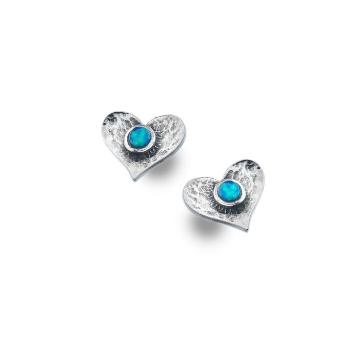 Opal Silver Heart earrings