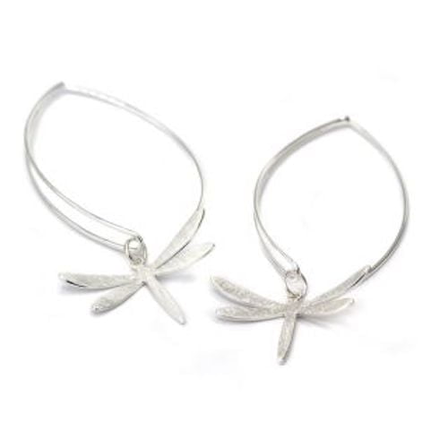 silver plated dragonfly drop earrings
