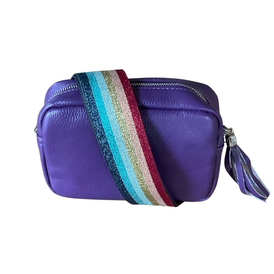 Leather purple bag with xtra strap
