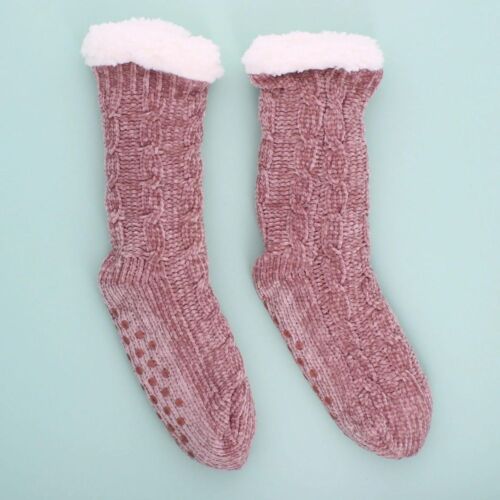 Slipper Socks In Pink Chenille