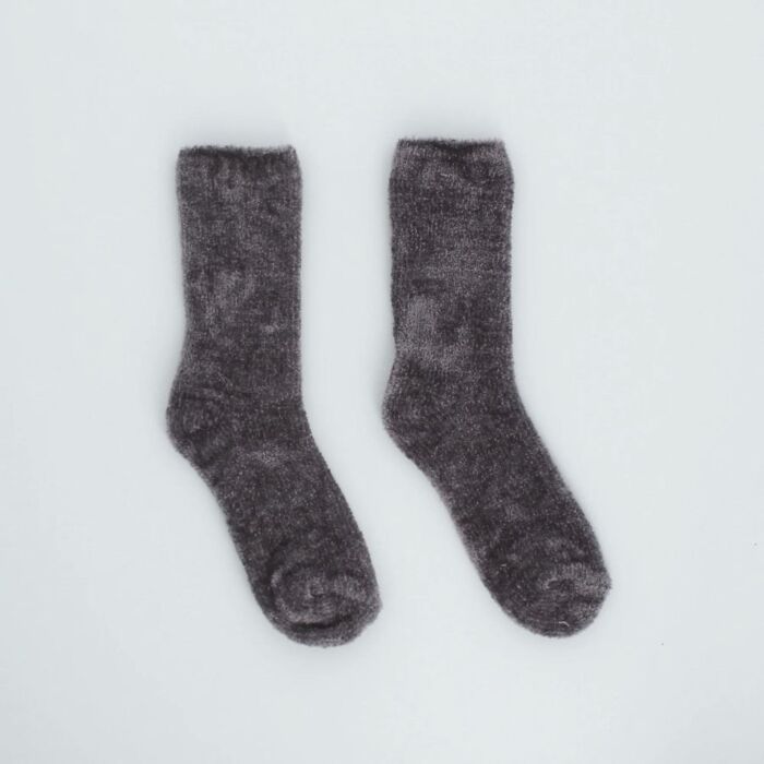 Chenille socks in grey