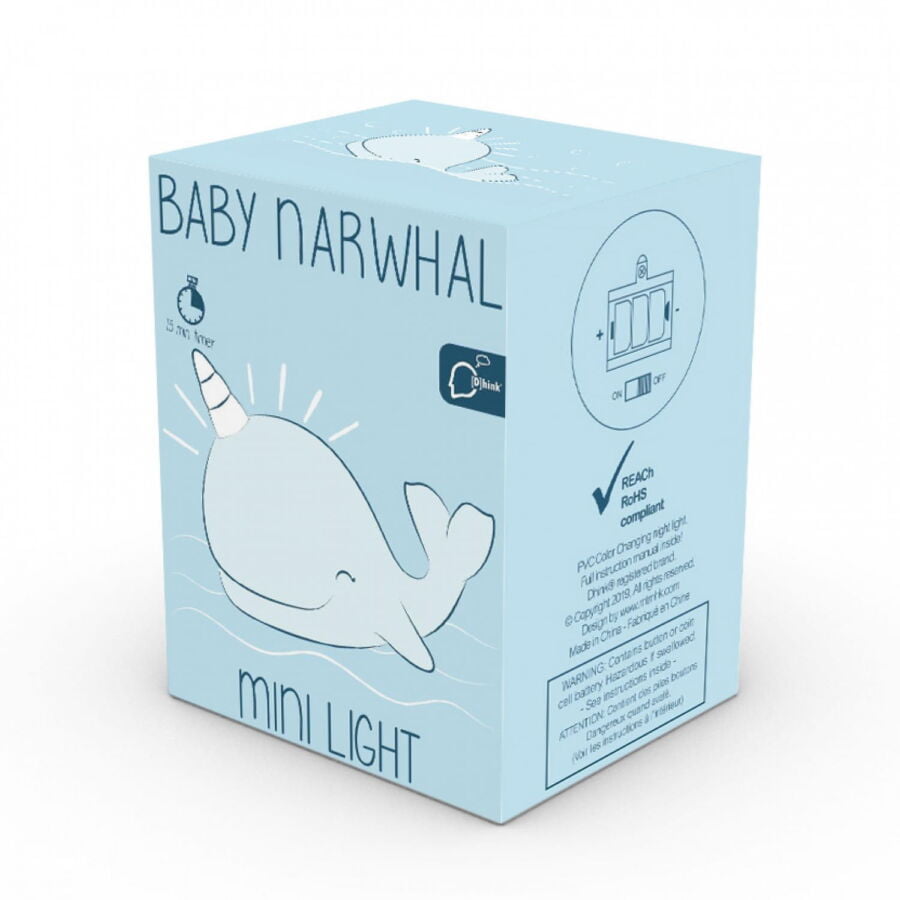 Boxed baby narwhal colour changing night light