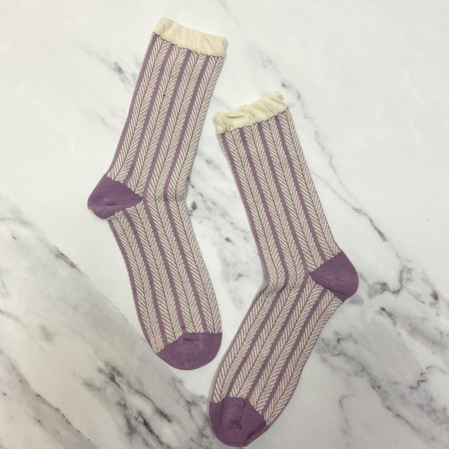 Cotton Rich Lilac Trellis Design socks