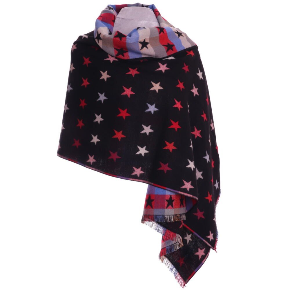Black Reversible Star scarf