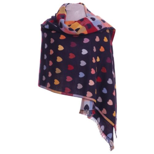 Navy Heart Reversible Scarf