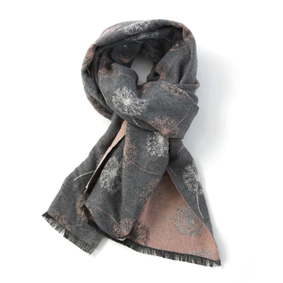 Danndelion print scarf grey and pink