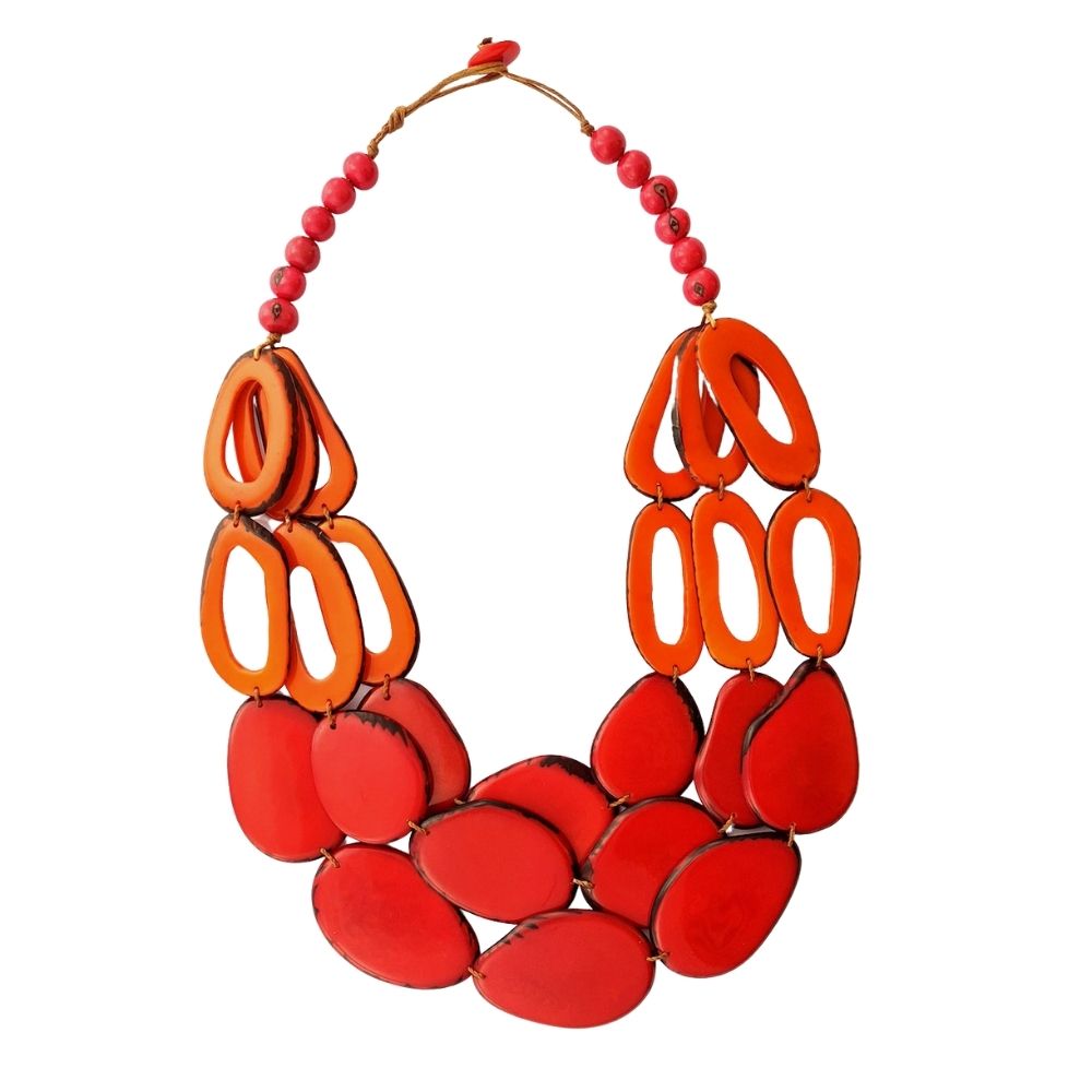 Petala Red and Orange Necklace