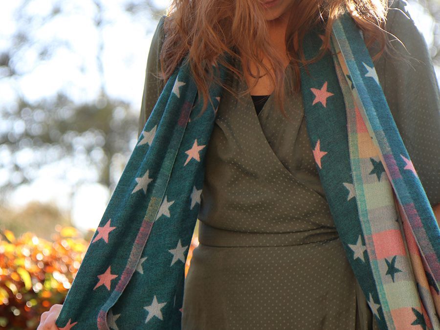 warm scarf reversible with stars