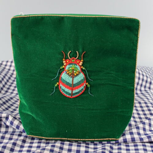 My Doris Velvet Cosmetic case with embroidered Beetle