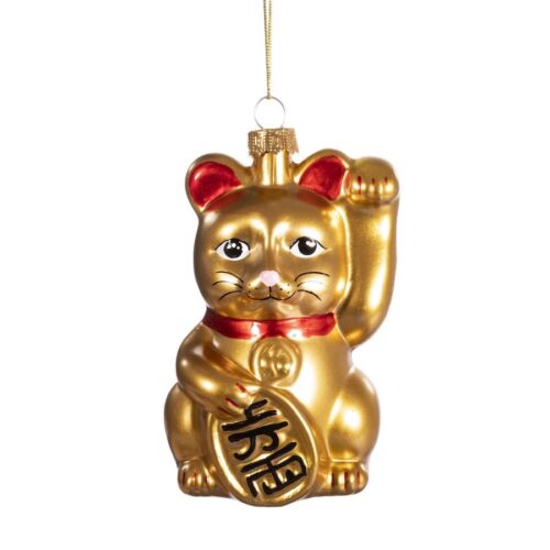 Lucky Cat Christmas Decoration Gold