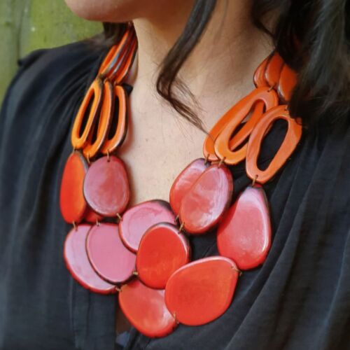 Petala Red. Orange Necklace