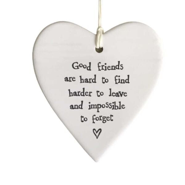 East of India Porcelain Heart. Good friends are hard to find...