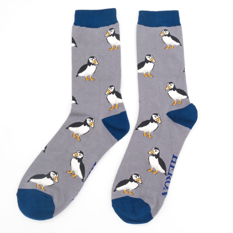 Mr Heron Men's Bamboo Socks. Puffins.