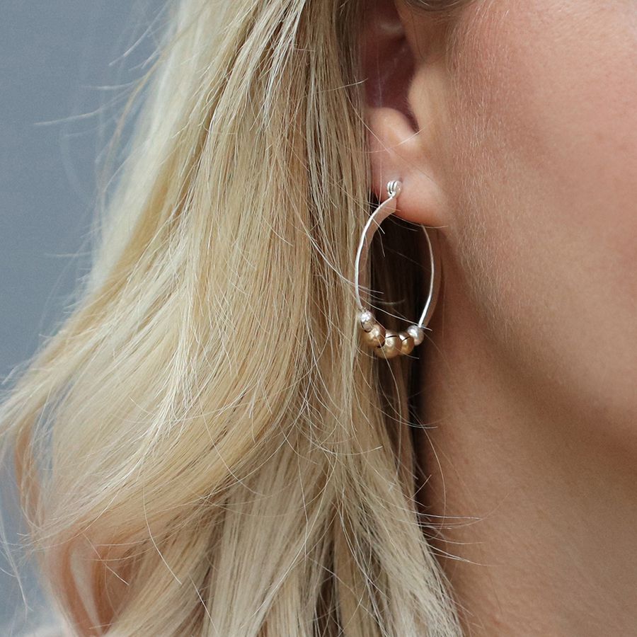 Textured Hoops with golden beads.