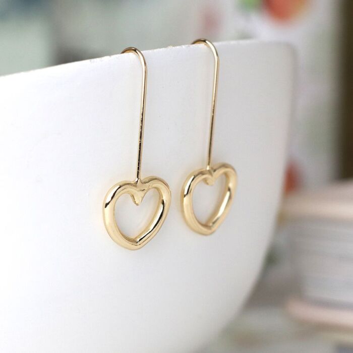 Golden Drop Heart Earrings.