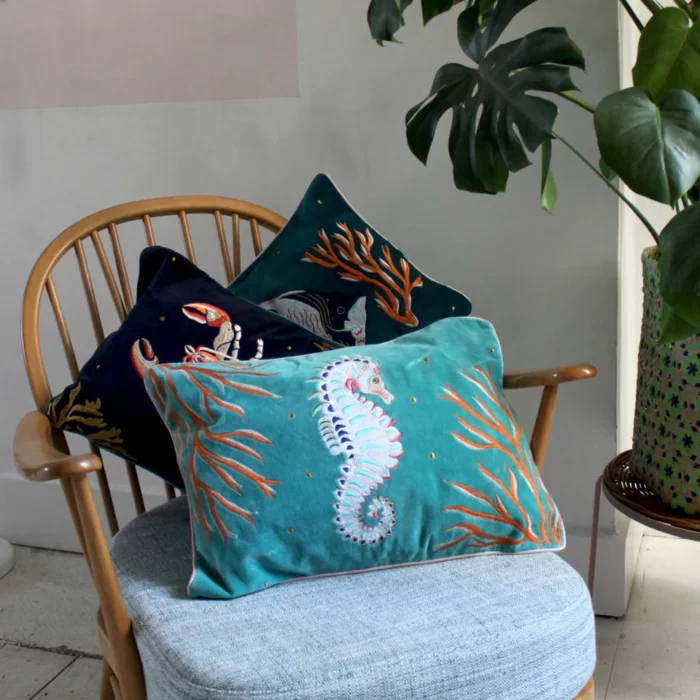 Velvet Seahorse Cushion