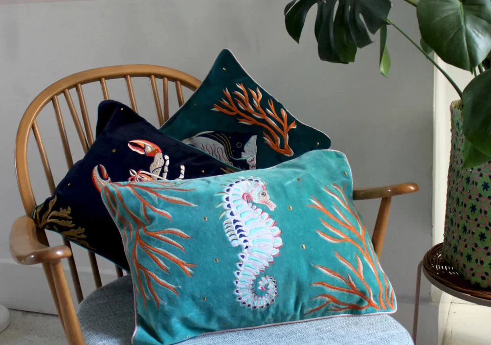 Velvet Seahorse Cushion