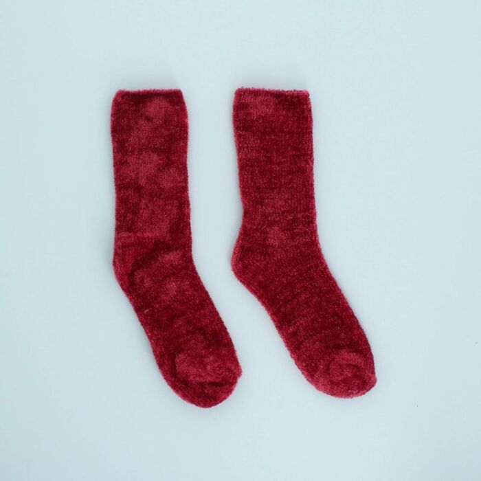 Chenille socks in Red