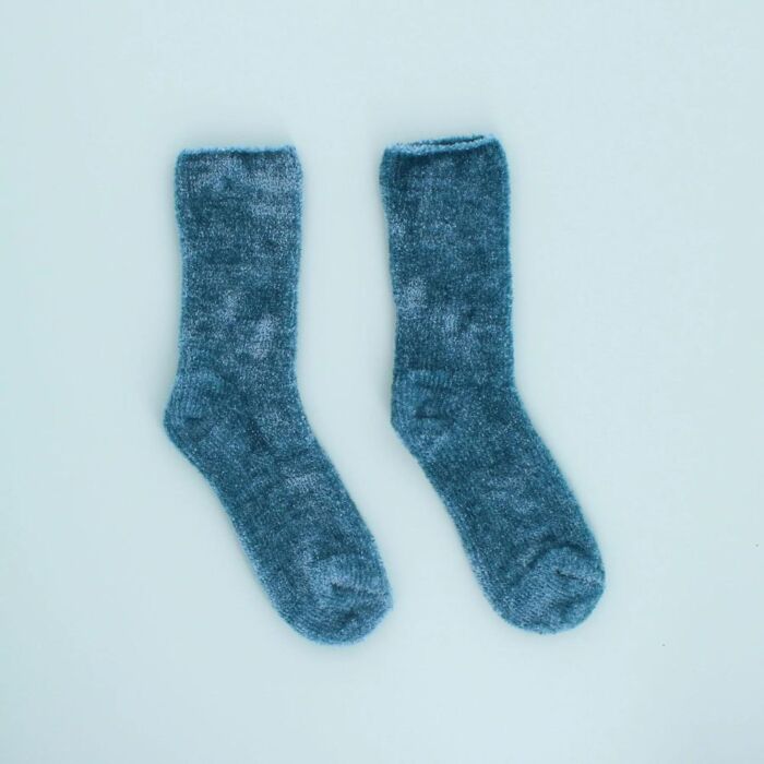 Chenille socks in Blue