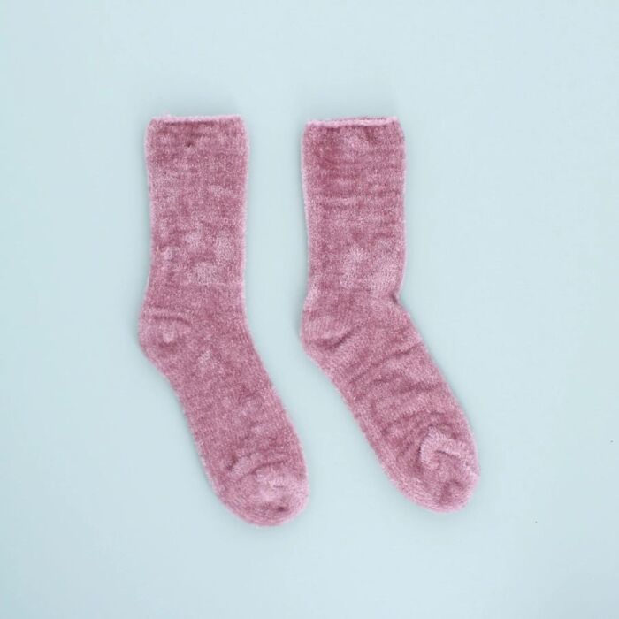 Chenille socks in pink