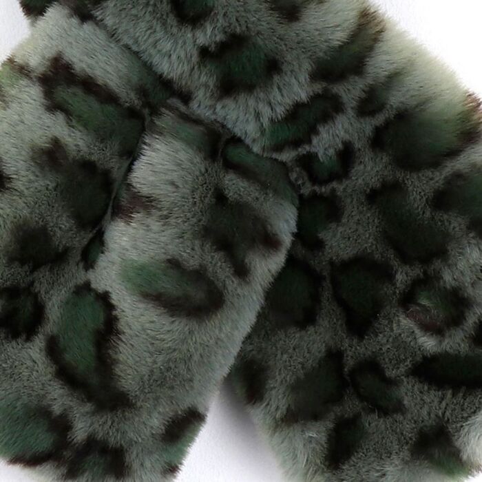 Faux Fur Animal Print Scarf - Green