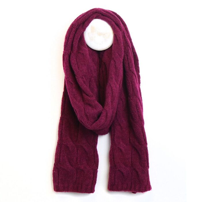 Soft Cable Knit Scarf - Magenta