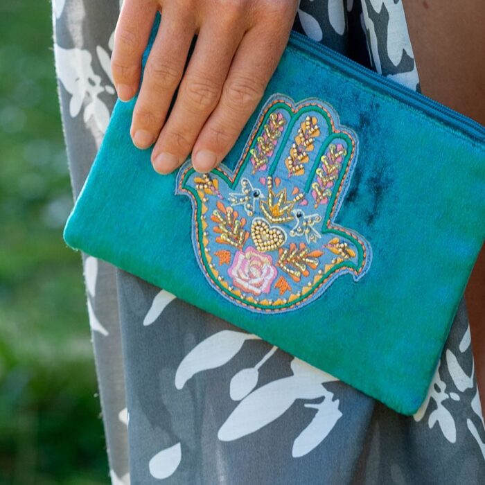 POM Velvet Embroidered makeup bag