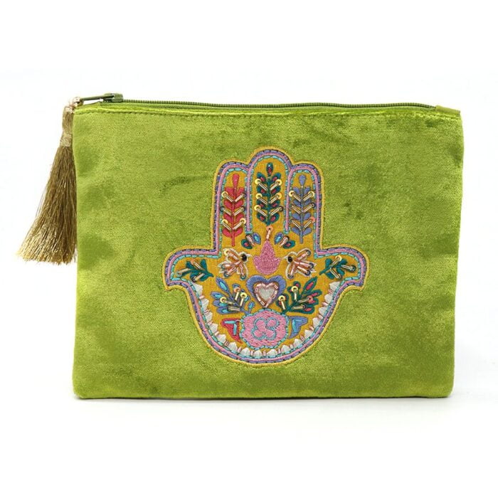 POM Velvet Embroidered Makeup Bag